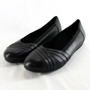 Abeo Frankly Ballet Flats Womens Size 11 Black Leather Slip On Comfort Shoes